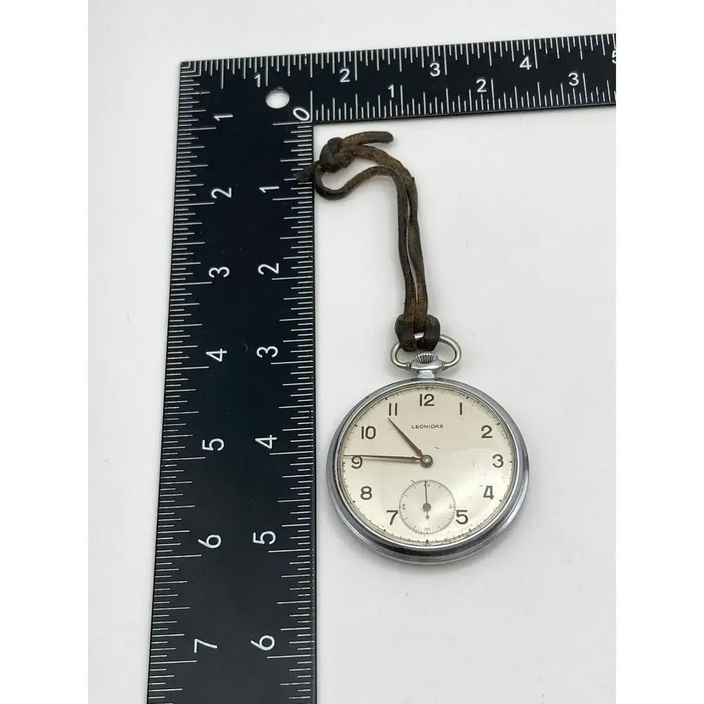 Vintage Leonidas Swiss Mechanical 17 Jewel Pocket Watch 48mm 445 Unitas Movement